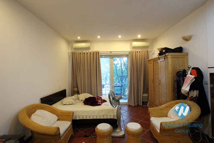 Lake view one bedroom for lease in Truc Bach area, quiet location